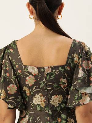 Ethnovog ready to wear grey printed cotton dress 4