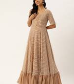 Ethnovog ready to wear light peach georgette embroidered sequins gown