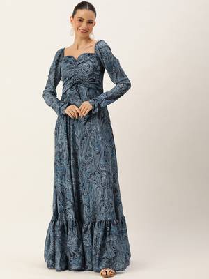 Ethnovog ready to wear multicolor chinon digital print floor length gown 1