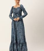 Ethnovog ready to wear multicolor chinon digital print floor length gown