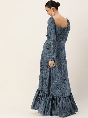 Ethnovog ready to wear multicolor chinon digital print floor length gown 2