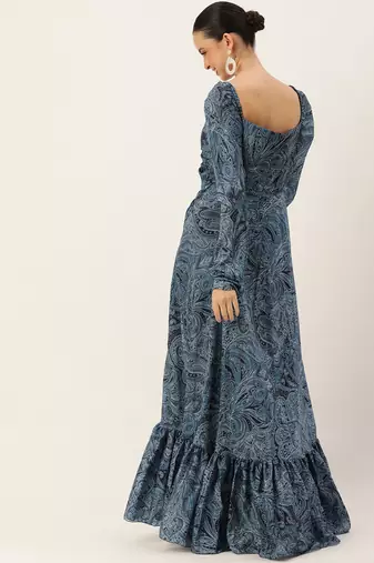 Ethnovog ready to wear multicolor chinon digital print floor length gown