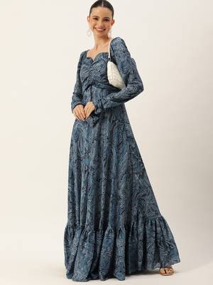 Ethnovog ready to wear multicolor chinon digital print floor length gown 3