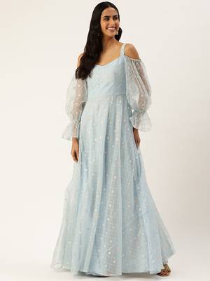 Ethnovog ready to wear light blue embroidered organza gown 1