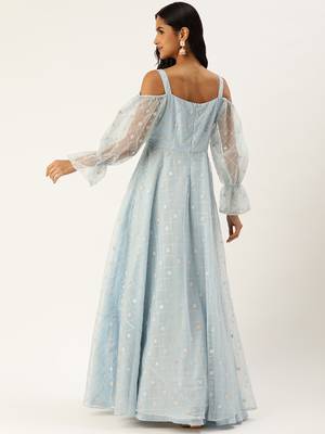 Ethnovog ready to wear light blue embroidered organza gown 2