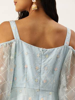 Ethnovog ready to wear light blue embroidered organza gown 4