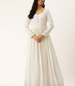 Ethnovog ready to wear white embroidered viscose gown
