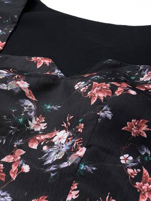 Ethnovog ready to wear black chinon digital printed gown 4