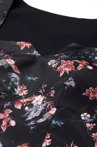 Ethnovog ready to wear black chinon digital printed gown