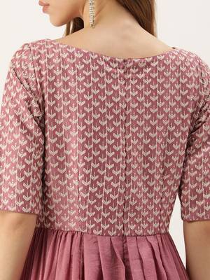 Ethnovog ready to wear mauve embroidered art silk tiered gown 4