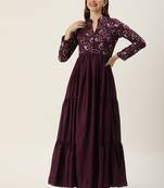 Ethnovog ready to wear wine chinon sequins gown