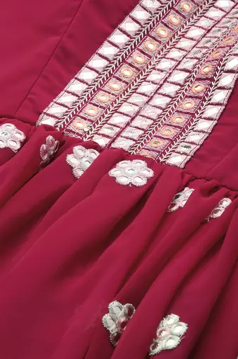 Ethnovog ready to wear pink georgette embroidered gown