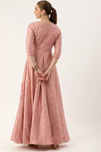 Ethnovog ready to wear mauve sequins embroidered pleated gown