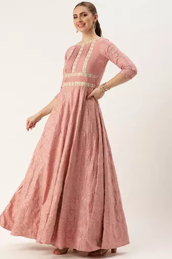 Ethnovog ready to wear mauve sequins embroidered pleated gown