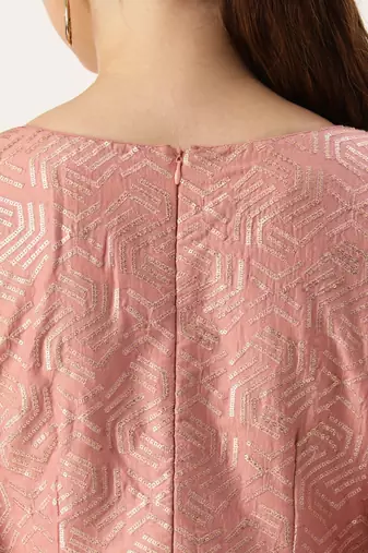 Ethnovog ready to wear mauve sequins embroidered pleated gown