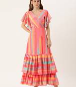 Ethnovog ready to wear multicolor chinon digital print gown