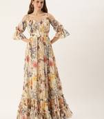 Ethnovog ready to wear multicolor digital printed georgette gown