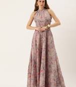Ethnovog ready to wear mauve digital printed art silk gown