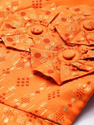 Ethnovog ready to wear orange rayon applique design gown 4
