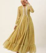 Ethnovog ready to wear green cotton silk gown