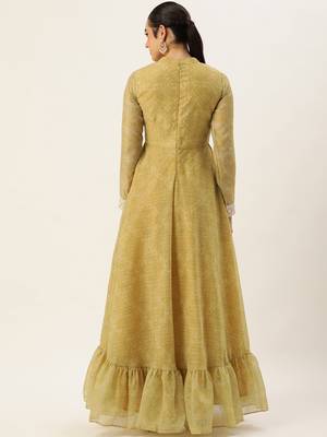 Ethnovog ready to wear green cotton silk gown 2
