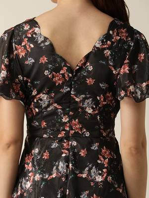Ethnovog ready to wear black chinon side cut out dress 5