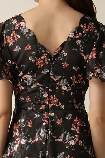 Ethnovog ready to wear black chinon side cut out dress