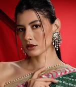 Blue & yellow drop earring with kundan & pearls