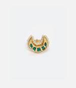 Green gold and cream adjustable ring with kundan & pearls
