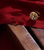 Cream & gold adjustable ring with kundan & pearls