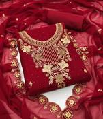 Maroon EMBROIDERED GEORGETTE SUIT UNSTITCHED