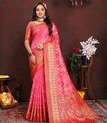 Vedant Vastram Women'S Tommeto Color Kanjeevaram Organza Silk Blend Saree 