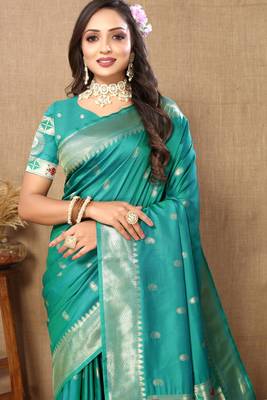 Vedant Vastram Women'S See Green Color Paithani Silk Blend Saree  5