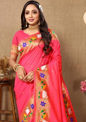 Vedant Vastram Women'S Tommeto Color Paithani Silk Blend Saree  6