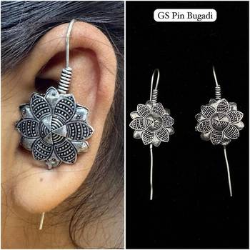 Silver pin bugadi earrings oxidized stud earrings indian boho jewelry silver hippie jewelry 1
