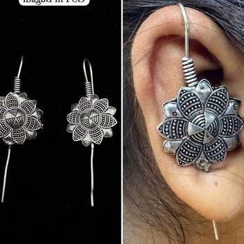 Silver pin bugadi earrings oxidized stud earrings indian boho jewelry silver hippie jewelry 2