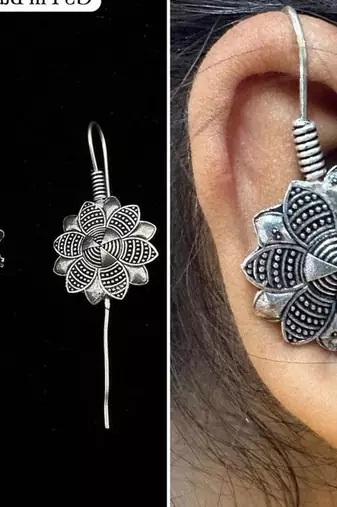 Silver pin bugadi earrings oxidized stud earrings indian boho jewelry silver hippie jewelry