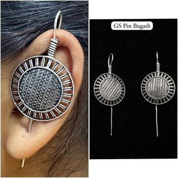Silver pin bugadi earrings oxidized stud earrings indian boho jewelry silver hippie jewelry 1