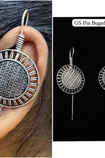 Silver pin bugadi earrings oxidized stud earrings indian boho jewelry silver hippie jewelry
