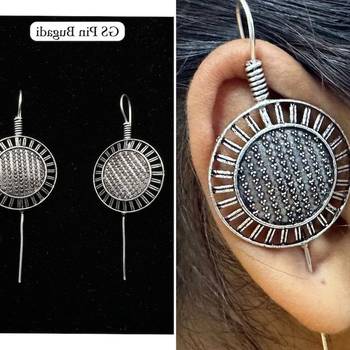 Silver pin bugadi earrings oxidized stud earrings indian boho jewelry silver hippie jewelry 2