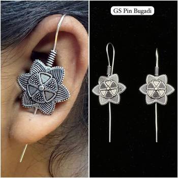 Silver pin bugadi earrings oxidized stud earrings indian boho jewelry silver hippie jewelry 1