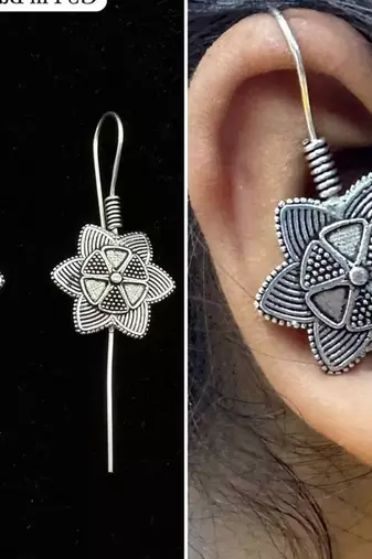 Silver pin bugadi earrings oxidized stud earrings indian boho jewelry silver hippie jewelry