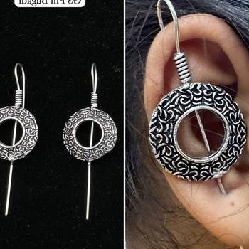 Silver pin bugadi earrings oxidized stud earrings indian boho jewelry silver hippie jewelry 2