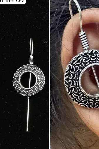 Silver pin bugadi earrings oxidized stud earrings indian boho jewelry silver hippie jewelry