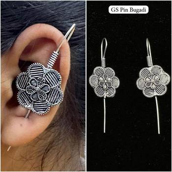 Silver pin bugadi earrings oxidized stud earrings indian boho jewelry silver hippie jewelry 1
