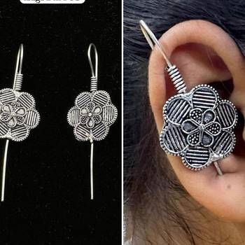 Silver pin bugadi earrings oxidized stud earrings indian boho jewelry silver hippie jewelry 2