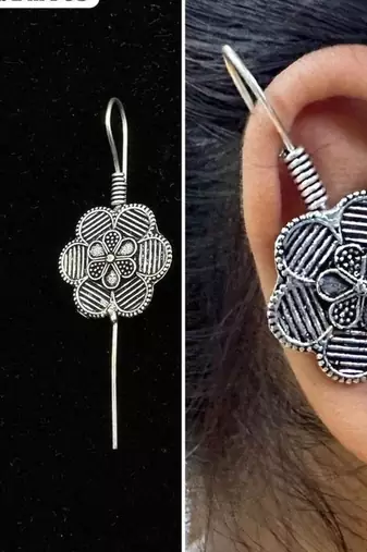 Silver pin bugadi earrings oxidized stud earrings indian boho jewelry silver hippie jewelry