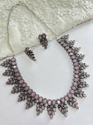 Pink Stone necklace set 1