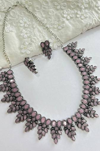 Pink Stone necklace set