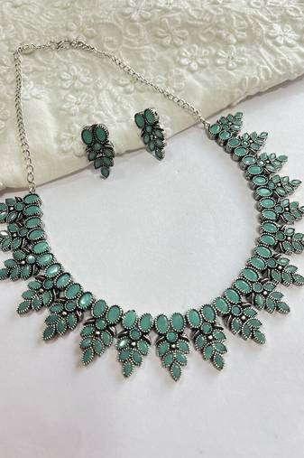 Mint Green Stone Necklace set